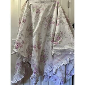 Rachel Ashwell Simply Shabby Chic King Pink Rose Stripe Duvet Cover Ruffle Edge